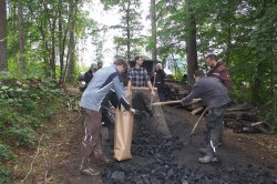Sieben damit nicht zuviel Staub in die Säcke kommt